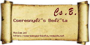 Cseresnyés Beáta névjegykártya