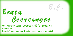 beata cseresnyes business card